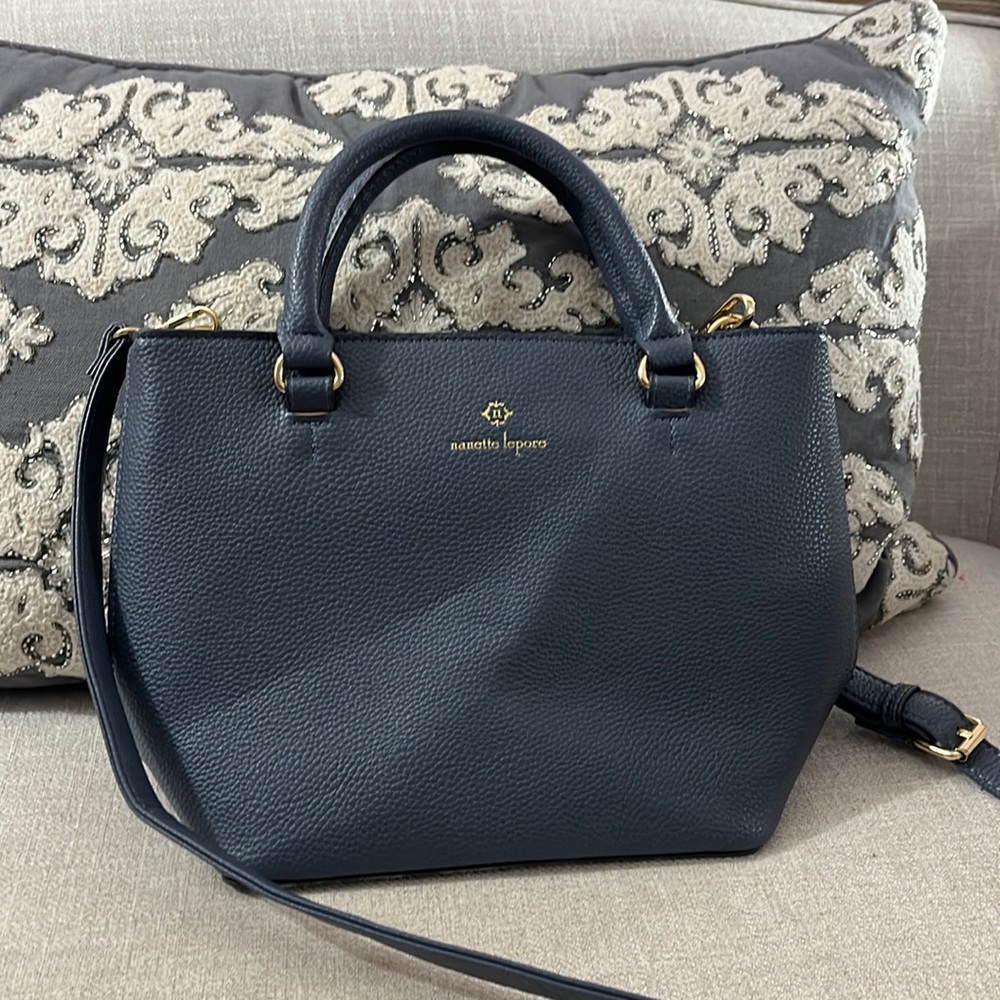 Nanette Lepore Blue Faux leather crossbody EUC